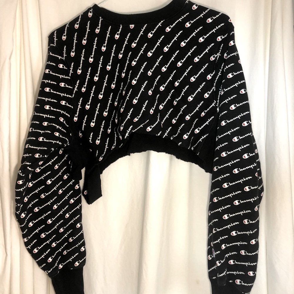 Distressed Crop Champion Crew Neck